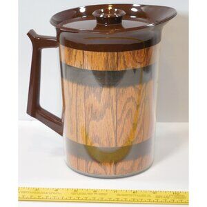 Thermo Serv Coffee Carafe Pitcher 55oz Wood Grain USA Made VINTAGE